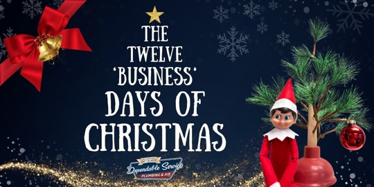 A festive image advertising "The Twelve 'Business' Days of Christmas", likely from a promotional campaign.